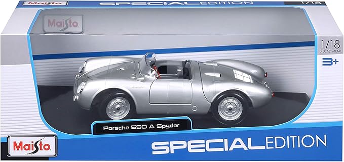 Maisto 1:18 Scale Porsche 550A Spyder Diecast Vehicle, Silver