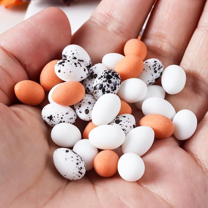 102pcs Miniature Easter Eggs Artificial Mini Bird Eggs Micro-Scene Decorations for DIY Crafts, Micro-Scene, Dollhouse, Easter Party Decorations