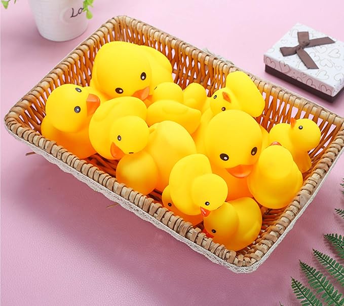 YUERFEILA Bath Duck Toys 30 PCS Mini Rubber Ducks Squeak and Float Duckies Baby Shower Toy Party Decoration for Toddlers Boys Girls(1.6'')