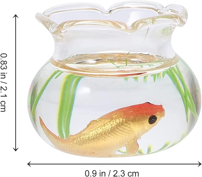 2Pcs 1/12 Scale Accessories Dollhouses Fish Tank，1: 12 Scale Miniature Fish Bowl Miniature Dollhouse Accessories for Garden Scene Decor Desktop Ornaments，Dollhouses Accessories，Dollhouse Décor