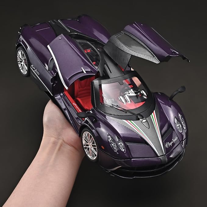 Car Toys for Boys 1 18 Scale Diecast Cars Compatible for Pagani Huayra Dinastia Model Car Kits Collection,Metal Pull Back Cars with Light and Sound,Toy Cars for Boys Age 4-7（Purple）