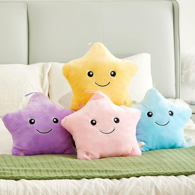 BSTAOFY 13'' Light up Musical Twinkle Star Plush Pillow, Soft Creative Lullaby Glowing Singing Star Plush Toy, Birthday for Kids Toddlers Boys Girls, White