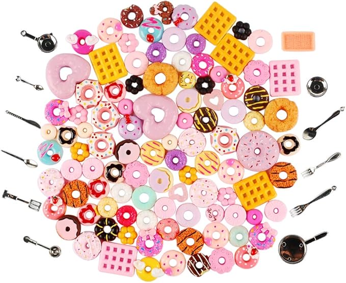 NWFashion 112PCS Miniature Decor Dessert Pastry Toy Food Cake Topper Scrapbooking Shoe Decoration Charms(Donuts)
