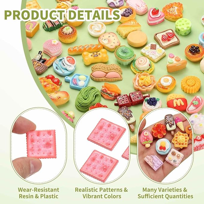 Dollhouse Miniature Food, Cute Cherry Blossoms Cookies Figures Toys Mini Resin Foods Trinkets for Pretend Play Kitchen Cooking Game & Doll House Decor (Pink, 20pcs)