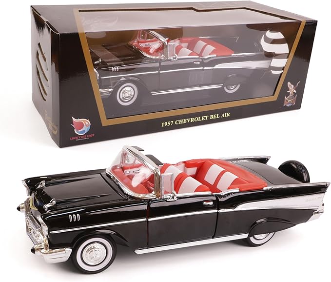 1957 Chevrolet Bel Air Convertible 1:18 Diecast Model Car Working Doors, Premium Alloy Classic Collection Car Collector's for Kids Men and Teens Dad 14+ Year