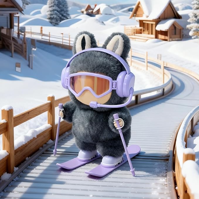 2026 New 8-Piece Ski & Snowboard Set for 17cm Dolls - Goggles, Headset, Ski Poles, Boots & Snowboards, Vinyl Figure Sports Adventure Collection (Doll is NOT Included) (Purple)