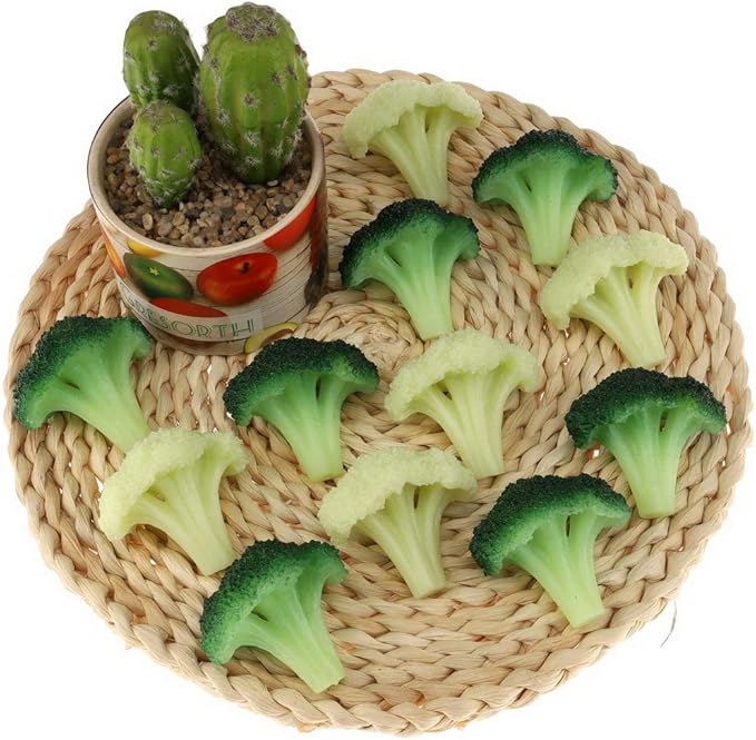 Gresorth 6pcs Fake Broccoli Slice Decoration Artificial Vegetable for Home Kitchen Shop Learning Food Model - Green