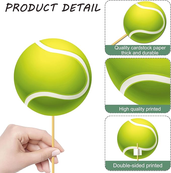 Tennis Party Decoration 22pcs Tennis Ball Centerpiece Sticks Tennis Theme Party Decorations Sport Party Table Topper for Tennis Player Birthday Party Baby Shower Supplies