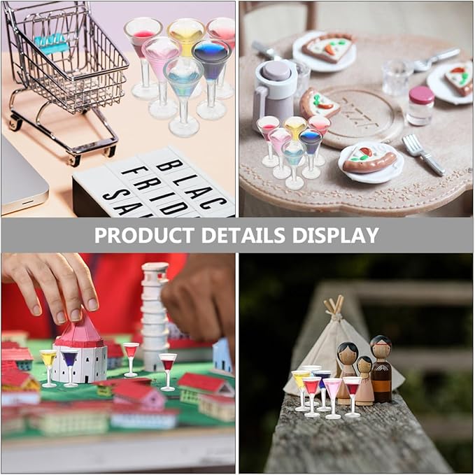 Toyvian 12pcs Miniature Cocktail Dollhouse Accessories Realistic Mini Wine Glasses for Dollhouse Decor Crafts for Boys and Girls Vibrant Colors for Miniature Displays