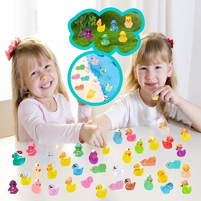 60 Pcs Multicolor Mini Resin Ducks, Tiny Ducks to Hide, Little Ducks Figurines Small Miniature Ducks Figures Bulk for Fairy Garden, Dollhouse Decoration Micro Landscape Ornament