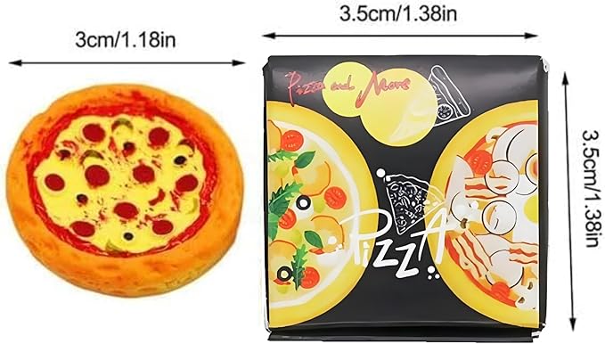 Miniature Pizza & Box Set – 1:12 Scale Dollhouse Food Models, Tiny Pizza Accessories for Doll House Kitchen Furniture, Office Desk, DIY Craft Supplies & Photography Props (Black)