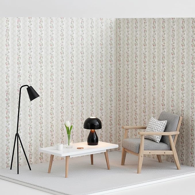 LOGOFUN Dollhouse Floorboards Wallpaper 1:12 Miniature Floor Paper Sticker Mini Wall Paper for Dollhouse Real Life DIY Decoration Accessories - Stripe