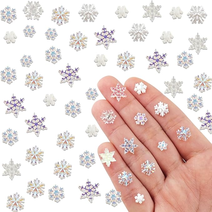 200 Pieces Tiny Snowflake Decor for Dollhouse Micro Resin Decor for DIY Crafts Mini Things for Fairy Garden Micro Landscaping Decorations