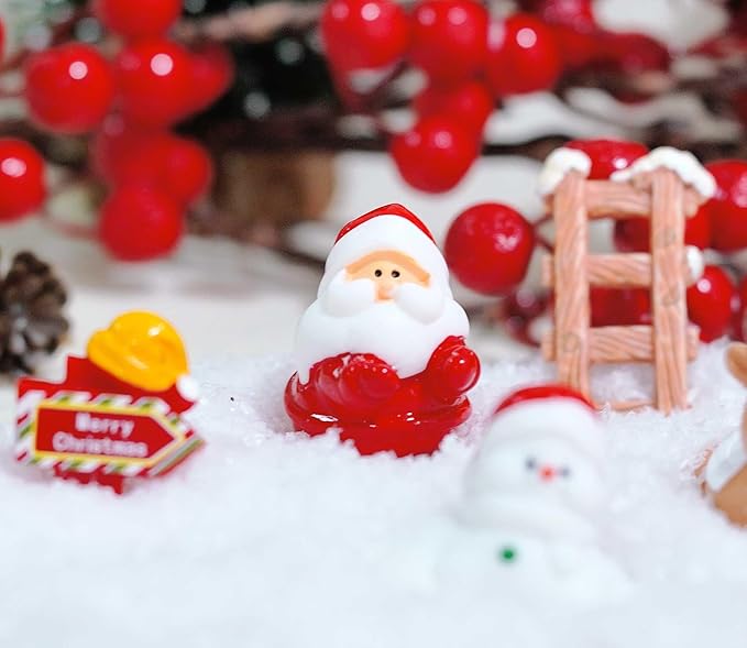 12 Pcs Mini Christmas Figurines – Resin Santa, Snowman, Reindeer & Xmas Decor Set for Miniature Scenes, Crafts, Dollhouse Ornaments & Holiday Table Decorations