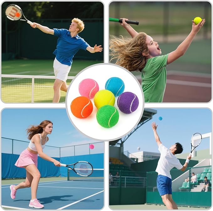 PHOEPET 6-Pack Tennis Balls for Beginner Training Practice- Bulk Dog Balls for Fetch Chew Toys(Mix Colors)