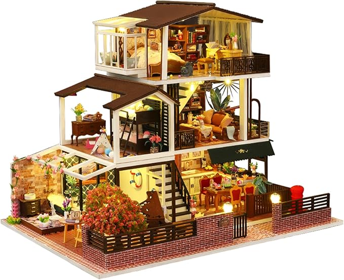 Flever Dollhouse Miniature DIY House Kit Creative Room with Furniture for Romantic Valentine's Gift (It is Romantic)