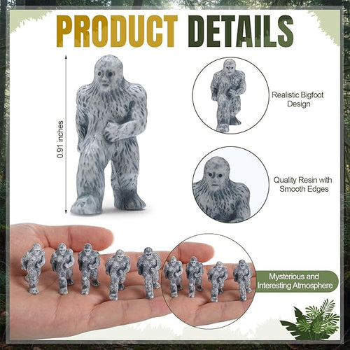 100 Packs Mini Bigfoot Figures Little Sasquatch Figurine Decorations Big Foot Resin Figurines Mini Bigfoot Figures Bulk for Hide and Seek Props Birthday Holiday Party Gifts Home Decor