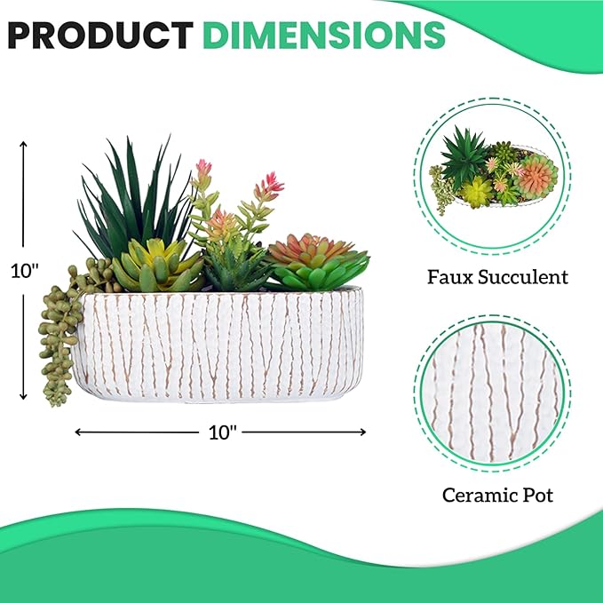 Hisow Fake House Plants Artificial - 8.7" Assorted Faux Succulents in Pots for Office Desk Decor and Bathroom Plants Decor - Small Shelf Decor and Cute Fake Plants for Room Kitchen