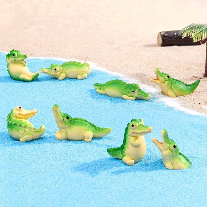 Crocodiles Fairy Garden Accessories, Cute Crocodile Miniature Figurines, Realistic Fairy Garden Kit for Micro Landscape, Party, Terrarium Crafts, Cake Topper, Car Decor, Home Decor, Bonsai Craft, DIY
