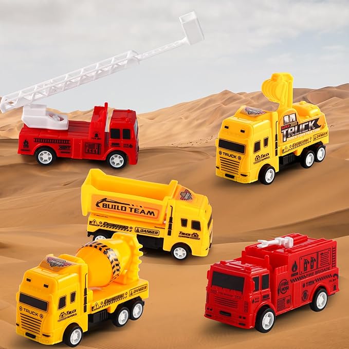 8 Pack Pull Back Cars Vehicle Toys Set, Fire Truck Construction Truck Model for Kids Boys Girls Toddler, Mini Pull Back Vehicles Party Favors Birthday Gift Classroom Prize Pinata Fillers