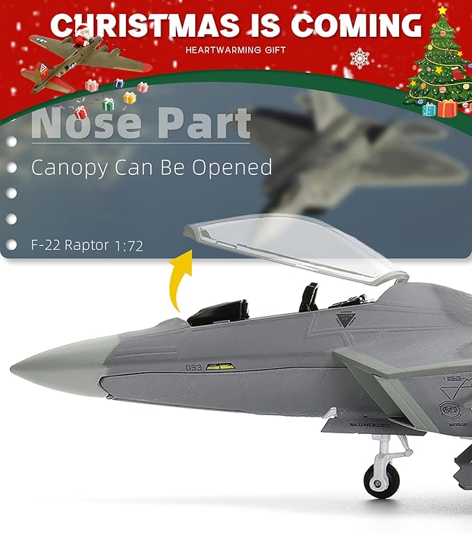 1/72 F-22 Raptor Model Diecast Airplane Fighter Model for Collections and Gift (TY 325 FW)