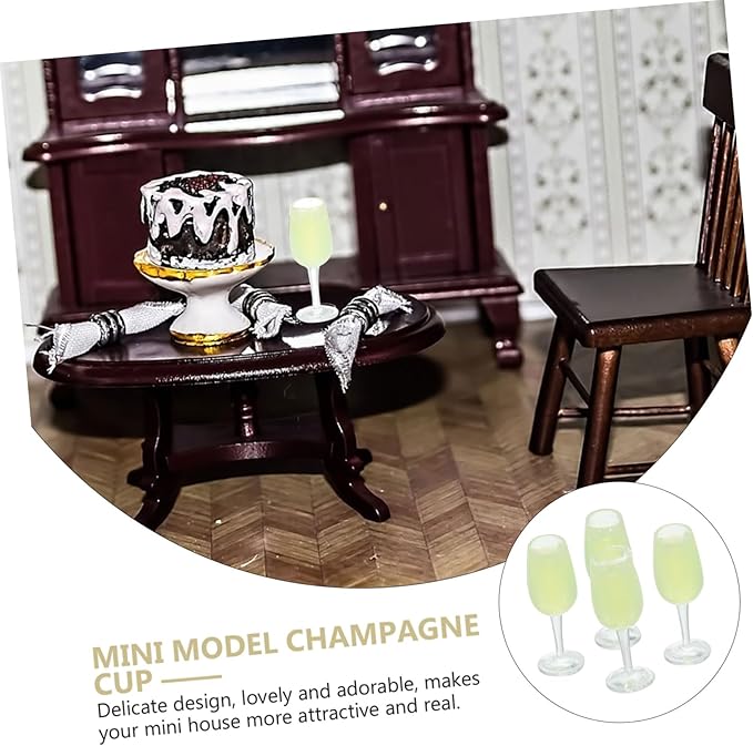 Housoutil 2sets Dollhouse Flutes Doll House Accessories Mini Wine Glasses Dollhouse Accessories Miniature Goblet Cups Bottles Mini Cups Prop Miniature Cups Mini Cups Model Resin 4pcs*2