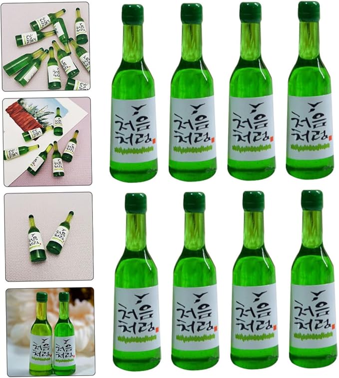 BCOATH 12pcs Mini Korean Rice Wine Bottle Models Miniature Wine Bottles for Dollhouse Decor Realistic Mini House Accessories for Kitchen and Garden Safe Ornaments for Collectors