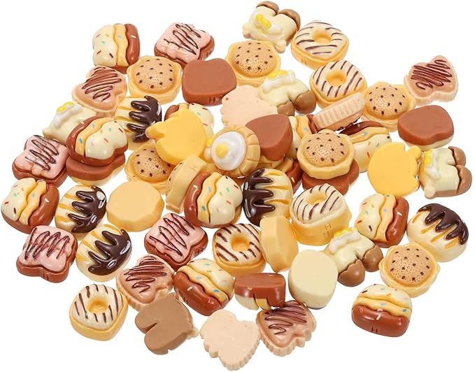 Mini Cute Bread Series Decor, Miniature Doll Food Crafts for Dollhouse & Landscape & Mini Kitchen & Micro Fairy Garden & DIY Craft Decorations(Yellow Colors, 60pcs)