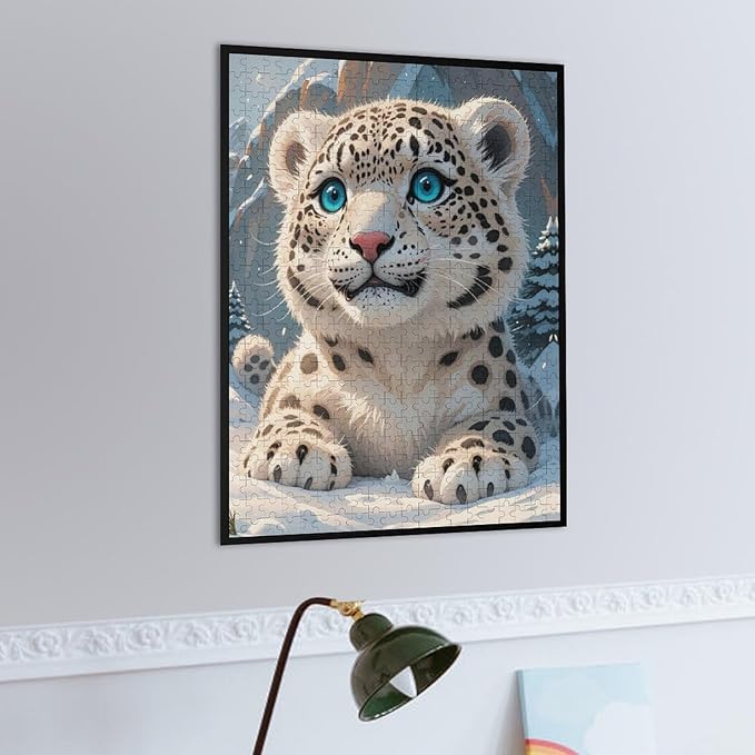 Jigsaw Puzzles for Adults 500 Piece - Cute Snow Leopard Wooden Puzzle,Puzzle Games,Stress Relief Games,Funny Puzzles，Unique Gifts for Wall Art，Family Puzzles，Educational Games
