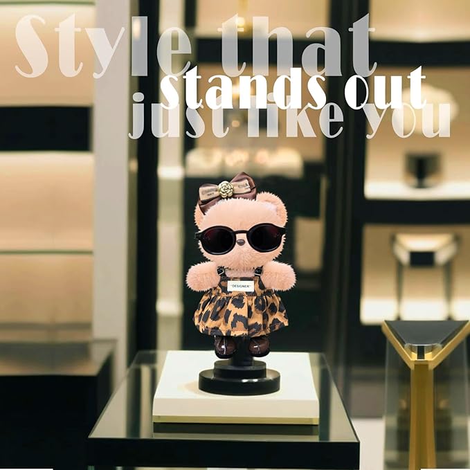 Clothes for 6.7in/17cm Dolls (Without Dolls), Sets and Accessories,5PCS (Straw hat + Bow + Sunglasses + Dress + Shoes), Collectors and As Gifts.(Leopard Print Dress)
