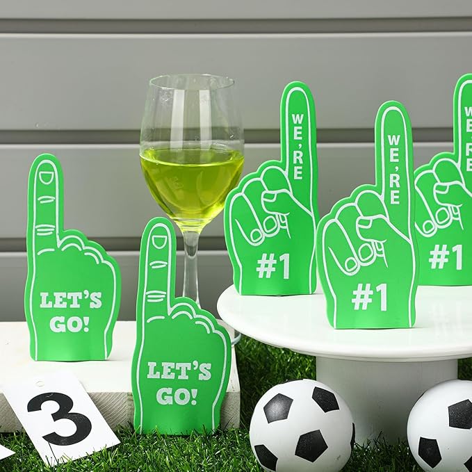 Sinmoe 24 Pcs Mini Foam Finger Baseball Fan Mini Foam Finger, We're #1 Sports Themed Party Supplies for Baseball Hockey Football Basketball Events Team Gifts(Green)