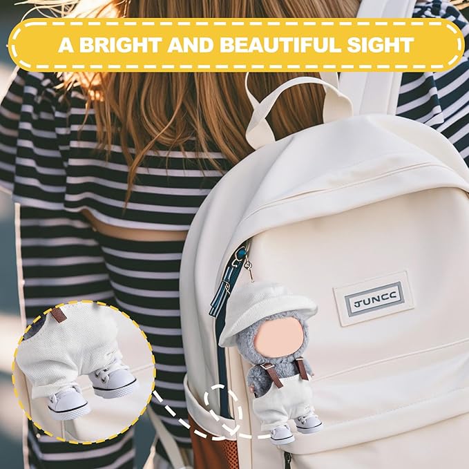 Cute Doll Shoes for Lububu, Premium Doll Shoes for 4-7in Dolls, Compatible with Lububu Doll Clothing & Outfits(White Canvas)