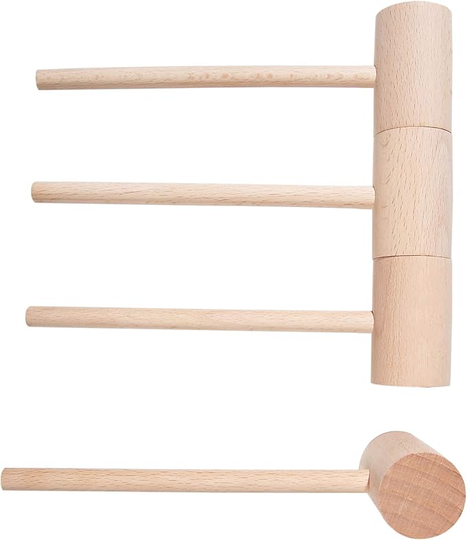 4Pcs Wooden Hammers, Natural Hardwood Crab Lobster Seafood Mallets