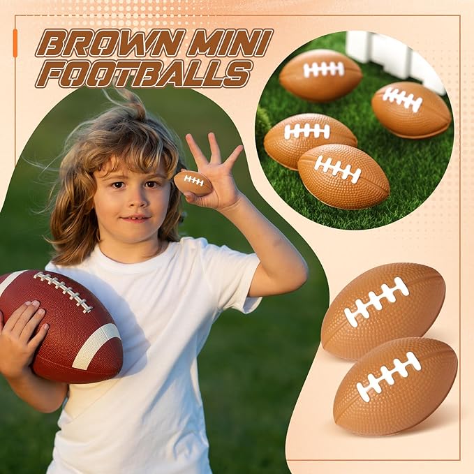 Blulu 30 Pack Mini Footballs Foam Stress Ball Bulk 2.17" for Kids Adult School Party Favor Gift Small Sports Valentines Ball Toy for First Year Down Birthday Party Homecoming Game Goodie Bag Stuffer