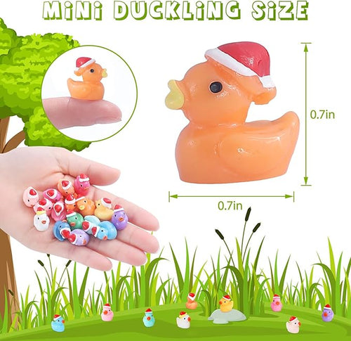 160 Pack Mini Christmas Resin Ducks Plastic Tiny Duck for Garden Micro Landscape Ornament Dollhouse Tiny Figurines Santa Hats for Birthday Party Favors DIY Decoration Craft (16 Colors)