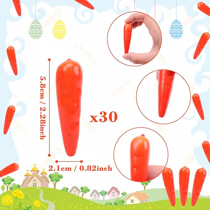 Gresorth 30 PCS MINI Size Artificial Carrot Fake Vegetable Home Kitchen Decoration