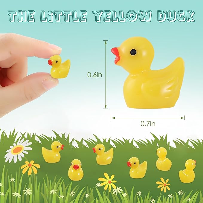 260Pcs Mini Resin Ducks,Miniature Figures Fairy Garden Duck,Tiny Resin Duck for Home Hide Prank Game Dollhouse Decor Aquarium Potted Miniature Landscape Ornament (260Pcs Yellow Duck(H))
