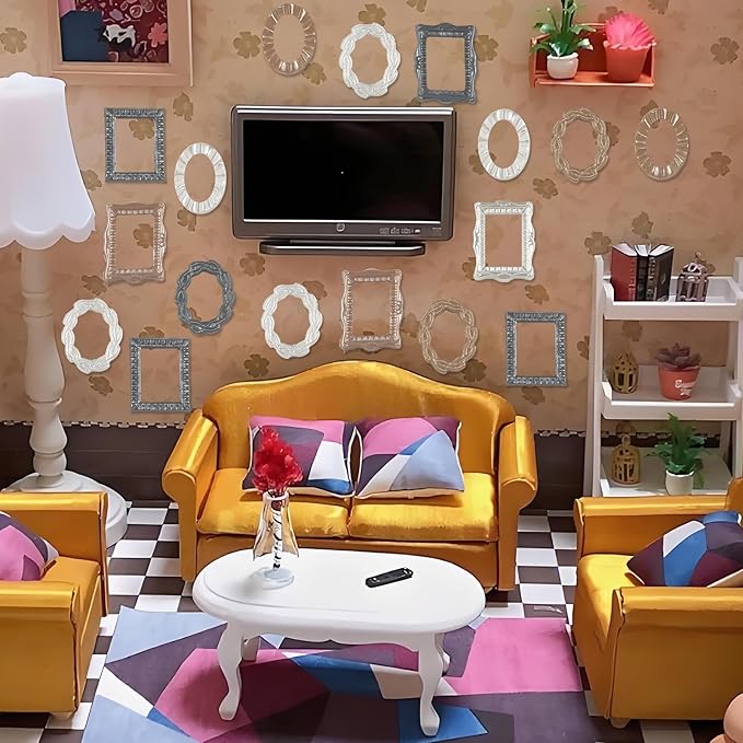 200 Pieces Tiny Picture Frame Decor for Dollhouse Micro Resin Decor for DIY Crafts Mini Things for Fairy Garden Micro Landscaping Decoration