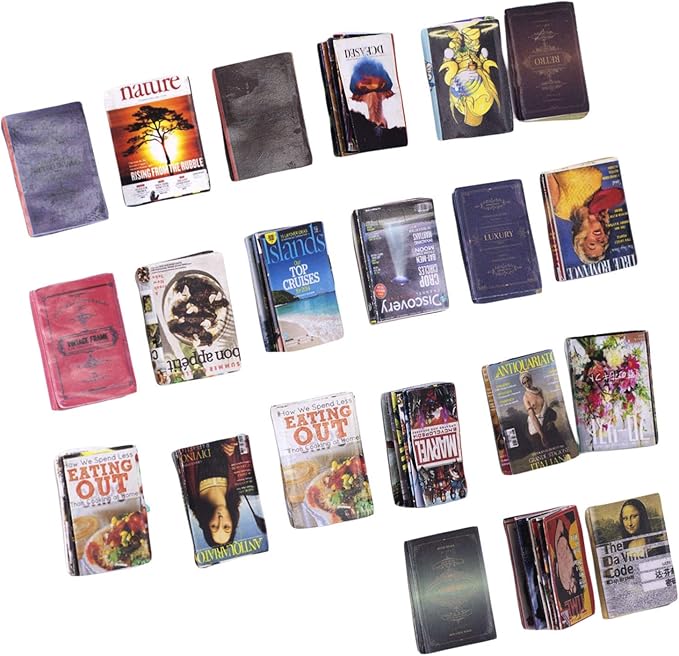 Dollhouse Miniatures Magazine Books Mini Books Mini House Accessories Books Model Dollhouse Accessories 1:12 Scale DIY Puzzle Project Doll House Furnishings Accessories