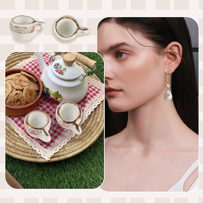 12Pcs Miniature Ceramic Tea Cup for Dollhouse 16x12mm Porcelain Mini Coffee Cup Charms Set for Micro Landscape Garden Tea Party Playhouse Ornaments DIY House Scene