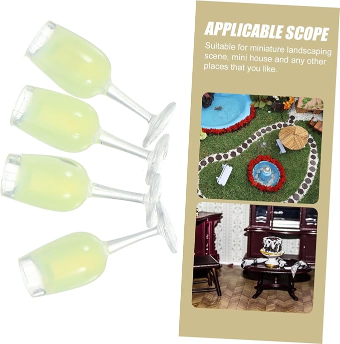 Housoutil 3sets Miniature Wine Glasses Mini Dollhouse Accessories Mini Cups Realistic Miniature Goblet Cups 4pcs*3