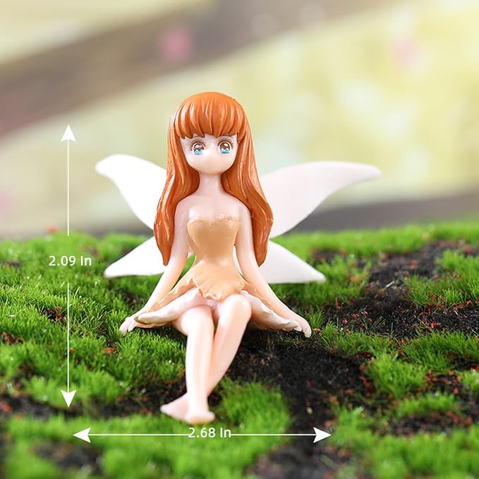LONCESS Miniature Fairy Accessories - Small Fairy Figurines, Flower Pot, Garden Wands, Home Decoration, Birthday Cake Topper, Girl Fly Wing Figurines for Car Decor, 4 Pieces