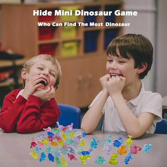 340 Pcs Mini Dinosaur Figures, Mini Resin Animals to Hide, Bulk Plastic Dinosaur Party Favors, Miniature Figurines,Small Classroom Prizes