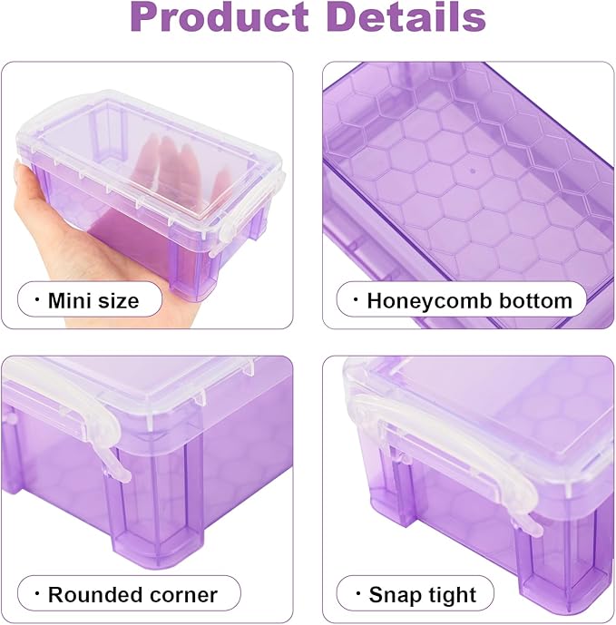 12 PCS Small Storage Containers with Lids, 5" X 2.8" X 2" Stackable Small Plastic Box, Colorful Mini Plastic Storage Box for Jewelry Beads Crafts Items Accessories