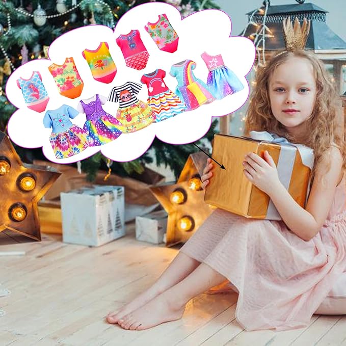 Miunana 19 Pcs 5.3 Inch Doll Clothes and Accessories - 3 Dresses, 3 Outfits, 3 Swimsuits, 3 Shoes, 2 Sunglasses, 5 Outfits Hangers