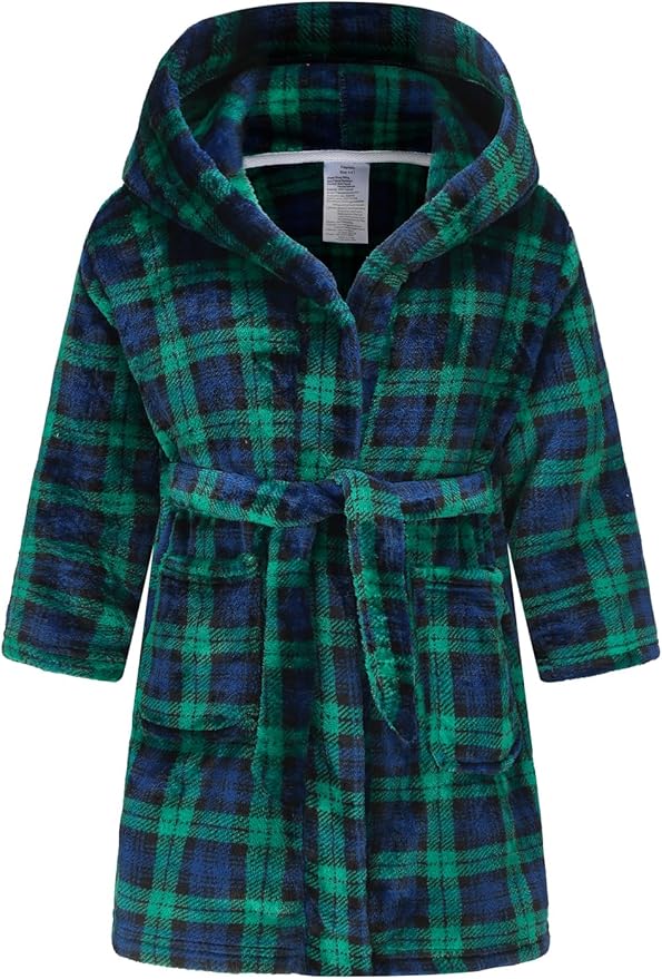 Boys Fleece Robe Hooded Toddler Soft Bathrobe Pajamas Sleepwear for Kids Girls 2-16 Years