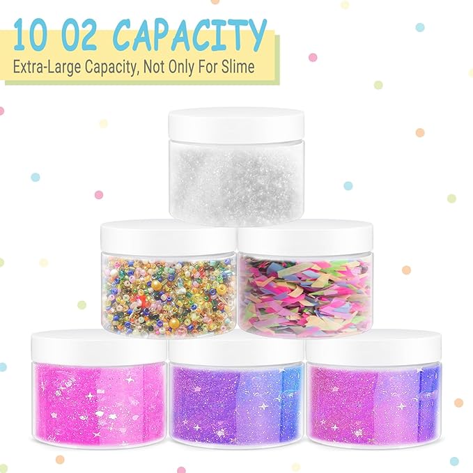 Opret 12 Pack 10oz Empty Slime Containers, Large Plastic Slime Jars with Lids and Labels Clear Storage Organizers for Slime Making, Food and Beauty Products, BPA Free