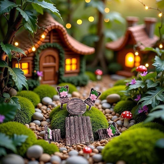 6 Pcs Garden Furniture Ornaments Miniature Table and Chairs Set Village Micro Resin for Dollhouse Accessories Home Micro Landscape