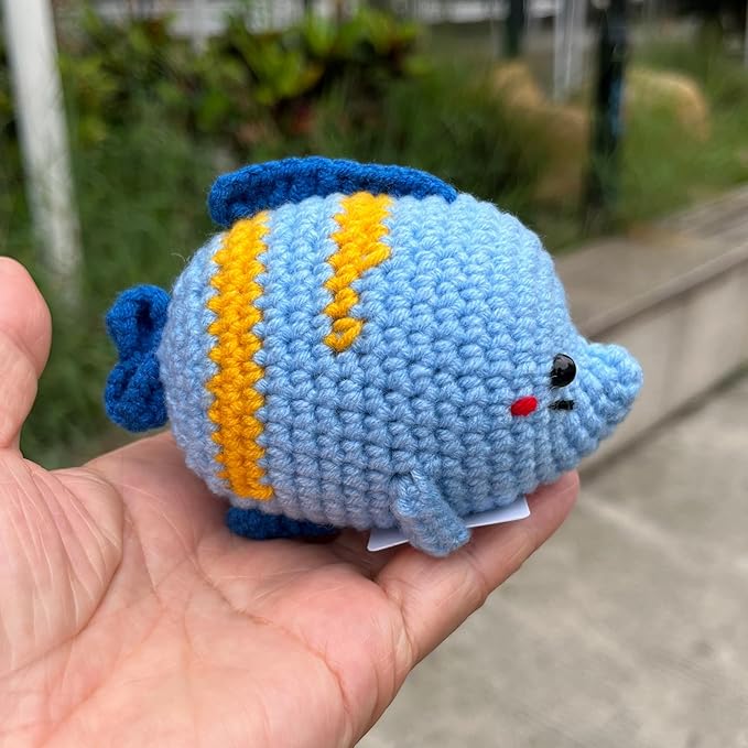 Crochet Fish Gifts, Emotional Support Fish Positive Cute Funny Cool Office Desk Decor Decorations for Her Women Men