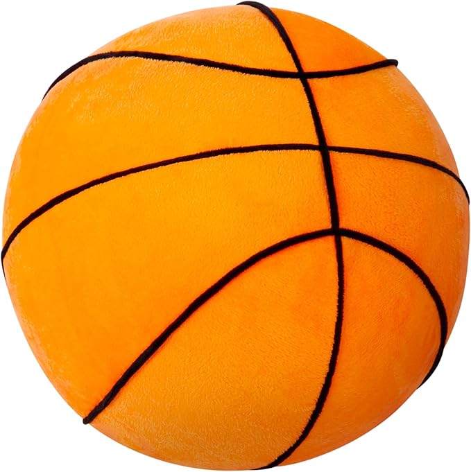 OurHonor Basketball Pillow, Basketball Plush 11.8", Basketball Stuffed Animal, Fluffy Cute 3D Stuffed Sports Ball Plushies Room Decor Games Gift for Kids and Adults